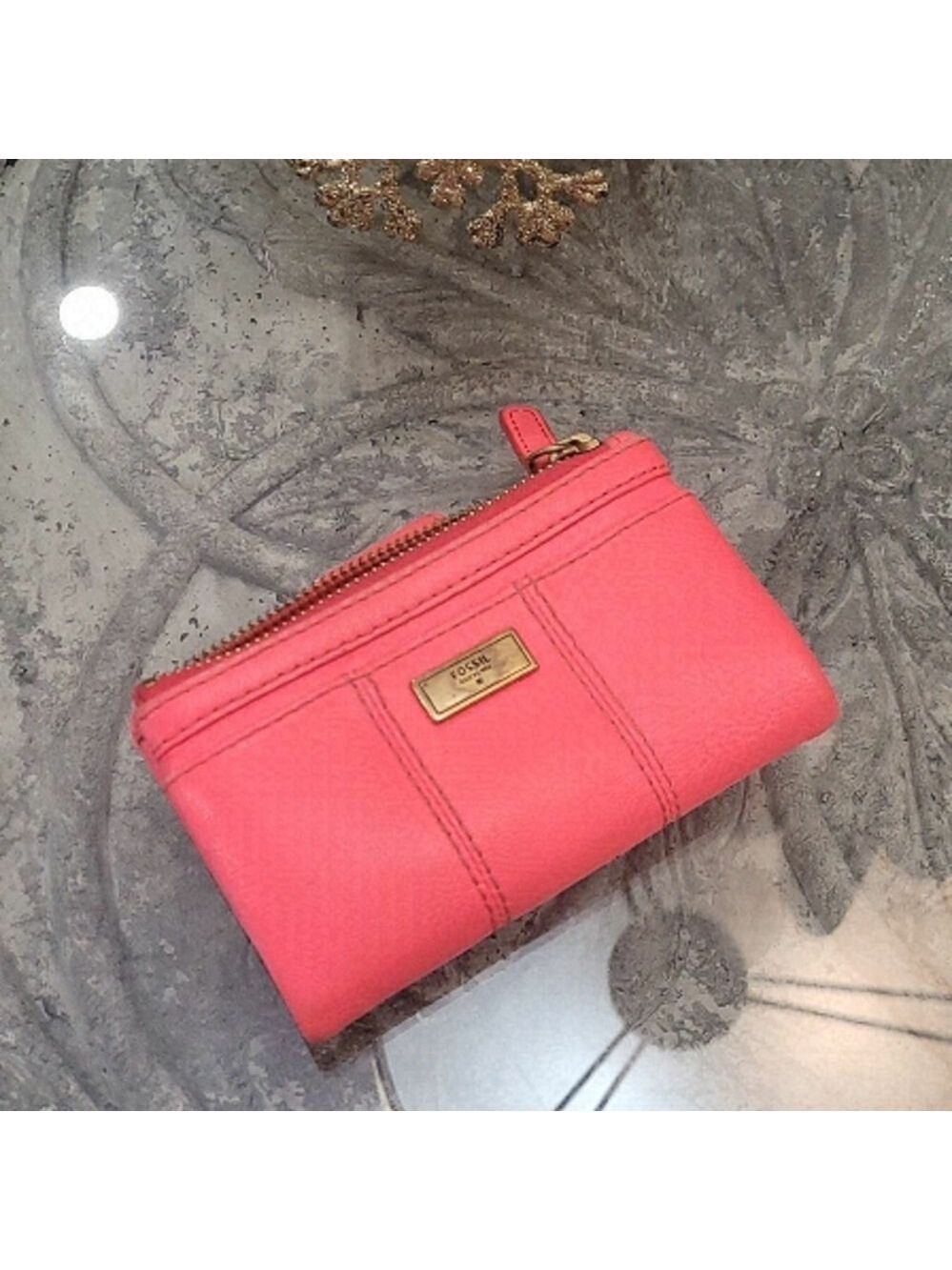 Fossil neon pink bifold wallet